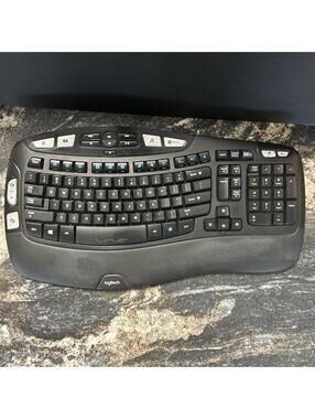 Logitech K350 Wireless Wave Keyboard - No USB Dongle - Tested Works!